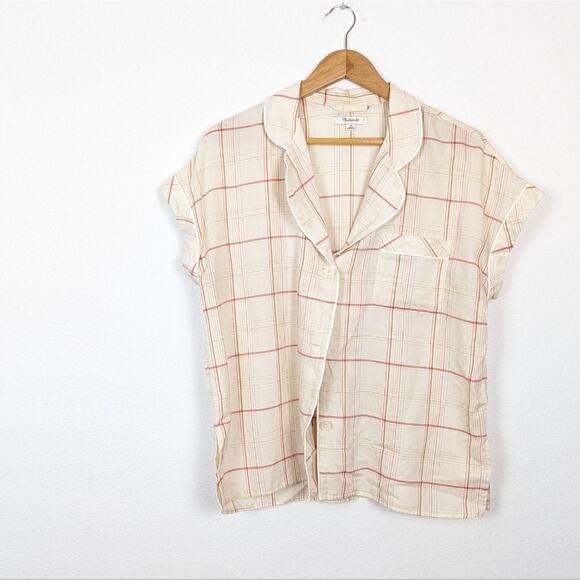 Madewell Fine Plaid Bedtime Button Pajama Top Size M - Picture 3 of 8